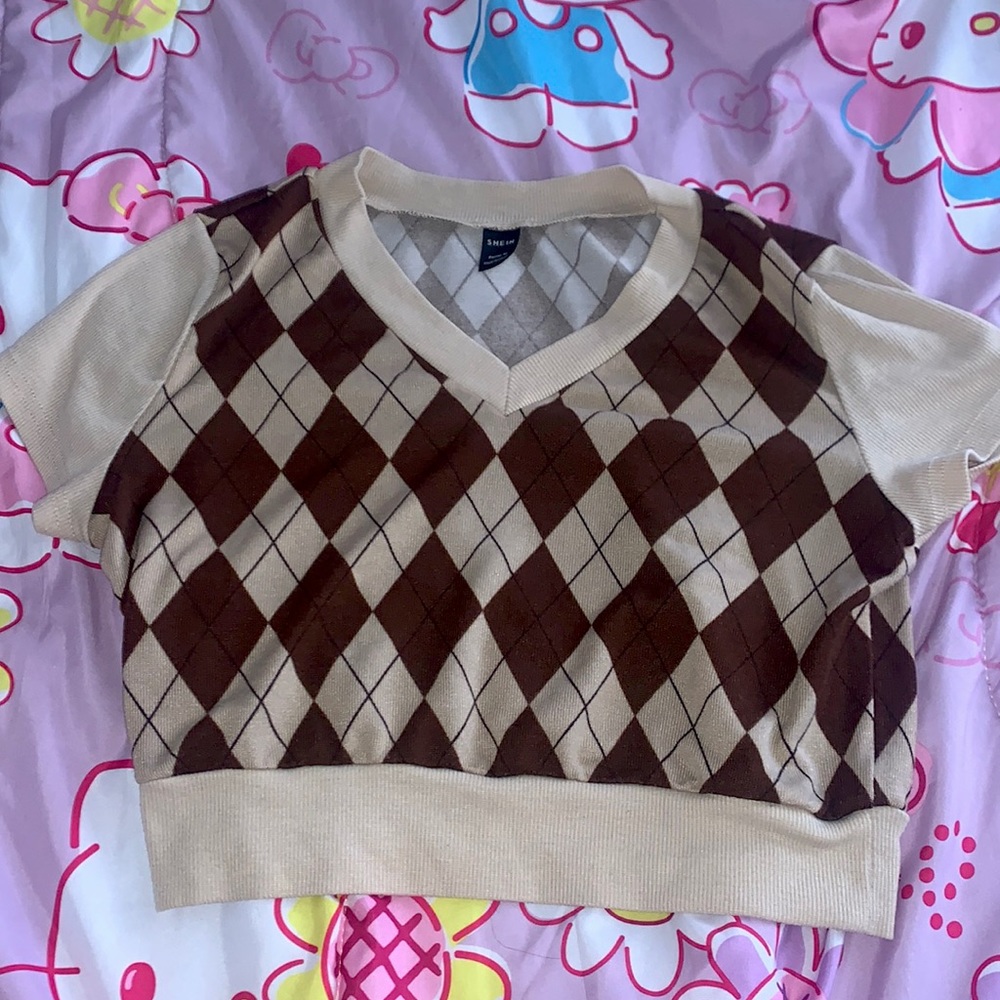 Cropped Shein Plaid argyle shirt